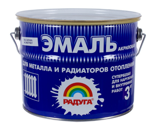 КРАСКА  ДЛЯ РАДИАТОРОВ 3 КГ РАДУГА ПОЛУМАТОВАЯ КРАСКА  ДЛЯ РАДИАТОРОВ 3 КГ РАДУГА ПОЛУМАТОВАЯ